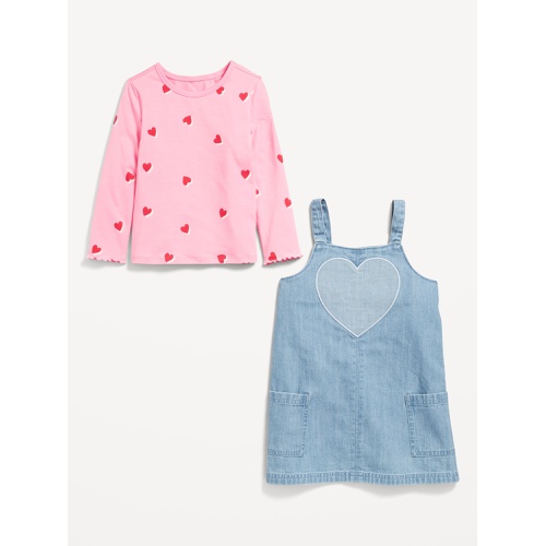 올드네이비 Printed Long-Sleeve T-Shirt and Jean Dress Set for Toddler Girls