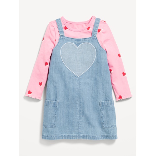 올드네이비 Printed Long-Sleeve T-Shirt and Jean Dress Set for Toddler Girls