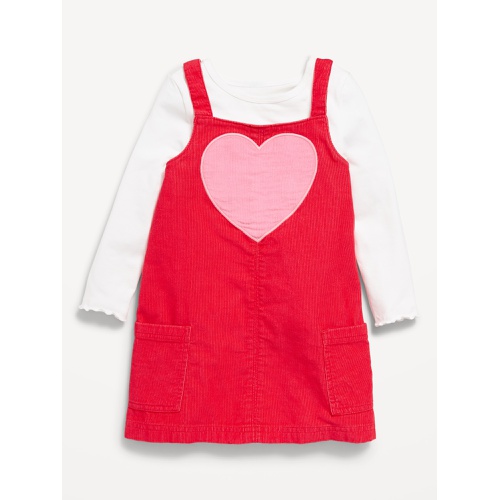 올드네이비 Sleeveless Corduroy Heart Dress and T-Shirt Set for Toddler Girls