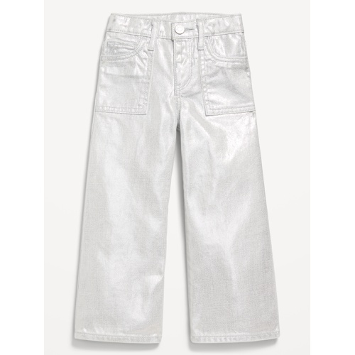 올드네이비 High-Waisted Baggy Silver Shine Wide-Leg Jeans for Toddler Girls