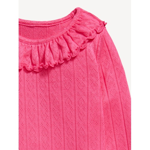 올드네이비 Long-Sleeve Ruffle-Trim Pointelle-Knit Top for Toddler Girls