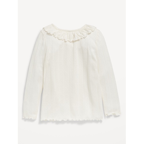 올드네이비 Long-Sleeve Ruffle-Trim Pointelle-Knit Top for Toddler Girls