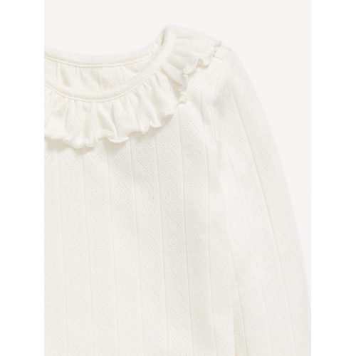 올드네이비 Long-Sleeve Ruffle-Trim Pointelle-Knit Top for Toddler Girls