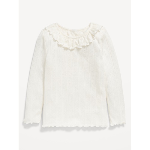 올드네이비 Long-Sleeve Ruffle-Trim Pointelle-Knit Top for Toddler Girls