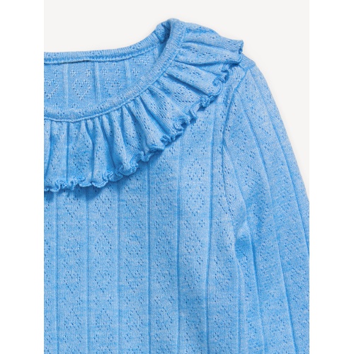 올드네이비 Long-Sleeve Ruffle-Trim Pointelle-Knit Top for Toddler Girls