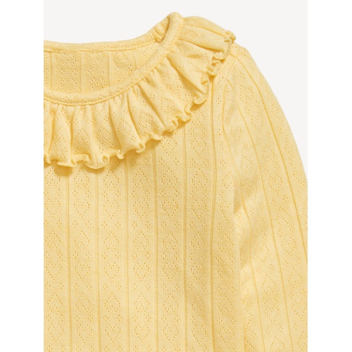 올드네이비 Long-Sleeve Ruffle-Trim Pointelle-Knit Top for Toddler Girls