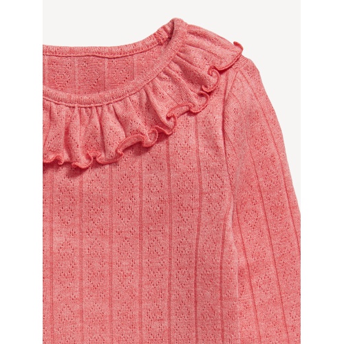 올드네이비 Long-Sleeve Ruffle-Trim Pointelle-Knit Top for Toddler Girls