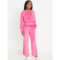 Velour Crew-Neck Sweatshirt and Straight-Leg Pants Set for Girls