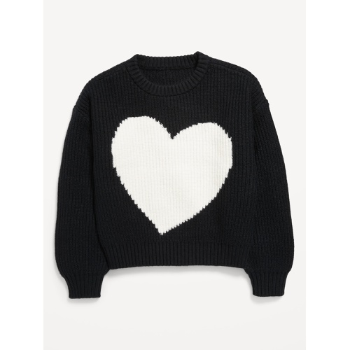 올드네이비 SoSoft Long-Sleeve Heart-Print Sweater for Girls