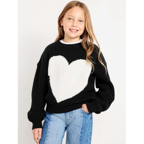 올드네이비 SoSoft Long-Sleeve Heart-Print Sweater for Girls