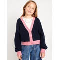 Printed Button-Front Cardigan Sweater for Girls