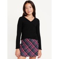 Cozy Wrap-Front Ribbed Top for Girls