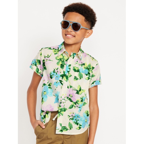 올드네이비 Short-Sleeve Printed Poplin Shirt for Boys