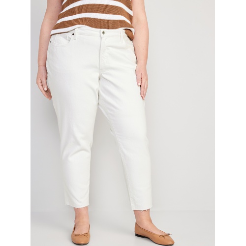 올드네이비 High-Waisted OG Straight White-Wash Cut-Off Ankle Jeans