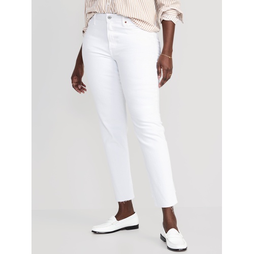 올드네이비 High-Waisted OG Straight White-Wash Cut-Off Ankle Jeans