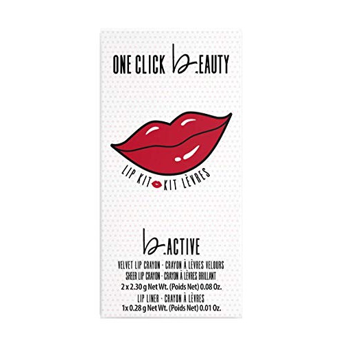  One Click Beauty b.ACTIVE 3-Piece Lip Kit, Longwear Makeup, The Cool Nudes