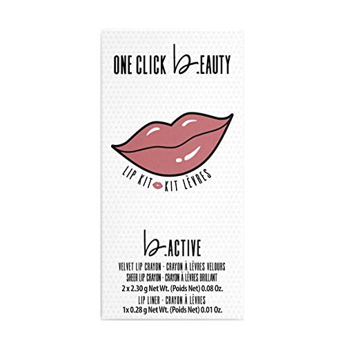 One Click Beauty b.ACTIVE 3-Piece Lip Kit, Longwear Makeup, The Cool Nudes