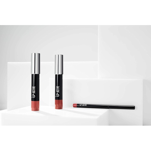  One Click Beauty b.ACTIVE 3-Piece Lip Kit, Longwear Makeup, The Cool Nudes