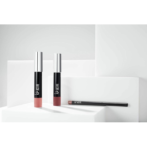  One Click Beauty b.ACTIVE 3-Piece Lip Kit, Longwear Makeup, The Reds