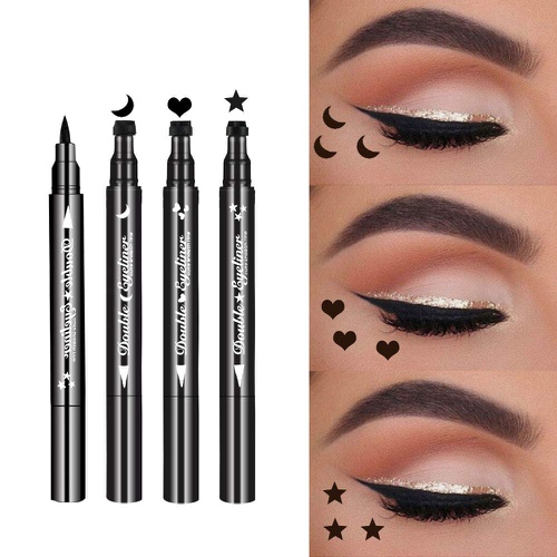  Ownest. Ownest 3 Pcs Double-sided Liquid Eyeliner Pen,with Eye Makeup Stamp Super Slim Gel Felt Tip High Black Pigment,Waterproof Smudgeproof Long Lasting Eyeliner Eye Tattoo Makeup Tool-H