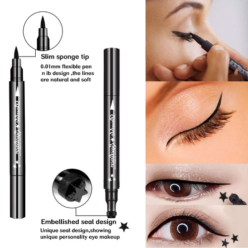  Ownest. Ownest 3 Pcs Double-sided Liquid Eyeliner Pen,with Eye Makeup Stamp Super Slim Gel Felt Tip High Black Pigment,Waterproof Smudgeproof Long Lasting Eyeliner Eye Tattoo Makeup Tool-H