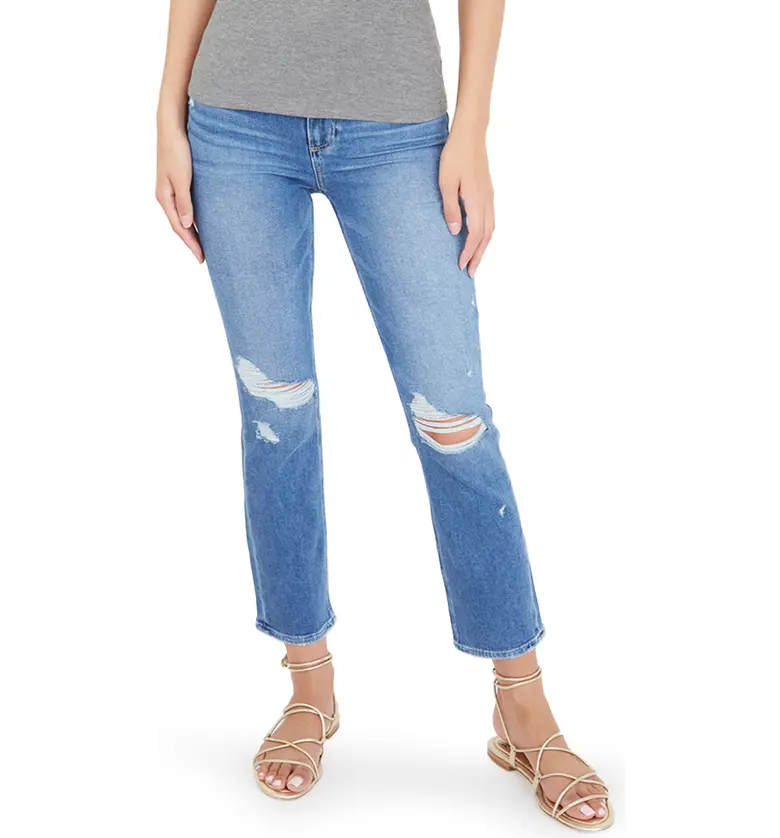 PAIGE Cindy Ripped Crop Straight Leg Jeans_BAAZAR DESTRUCTED