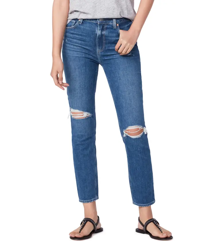 PAIGE Sarah Ripped High Waist Slim Jeans_WARE DESTRUCTED