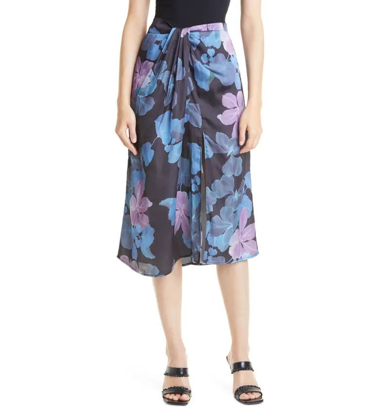 PAIGE Rosita Floral Print Skirt_BLACK MULTI