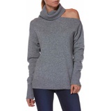 PAIGE Raundi Cutout Shoulder Sweater_HEATHER GREY