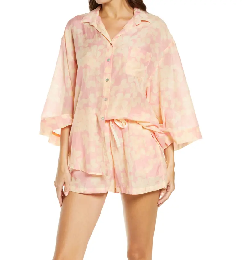 Papinelle Hydrangea Cotton & Silk Short Pajamas_FLORAL