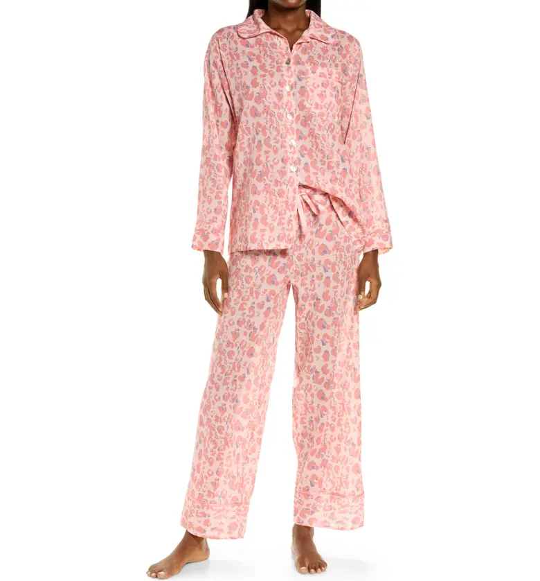 Papinelle Cheetah Print Cotton Voile Pajamas_PINK