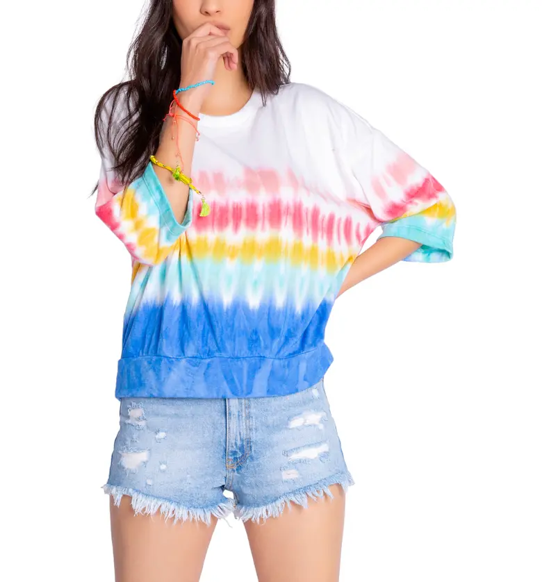 PJ Salvage Rainbow Sun Terry Cloth Lounge Top_BRIGHT BLUE
