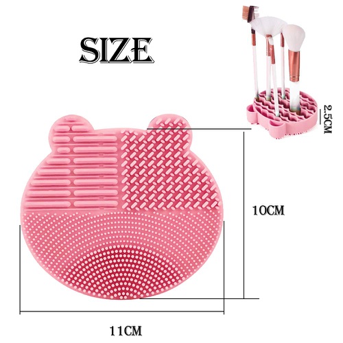  POLARHAWK 2 in 1 Silicone Makeup Brush Cleaning Mat, Makeup Brush Cleaning Pad Scrubber Pad with Drying Holder for Brushes Washing