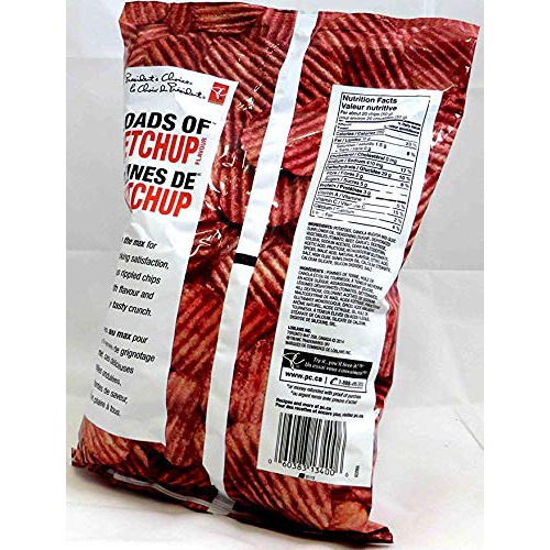  Canadian Presidents Choice Loads of Ketchup Flavour Chips [1 Large Bag]