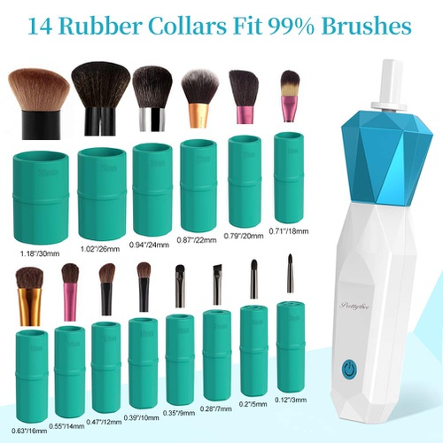  PRETTY SEE Electric Makeup Brush Cleaner Dryer, Super-Fast Automatic Brush Cleaner Spinner Makeup Brush Tools with 14 Size Rubber Collars, Wash and Dry in Seconds Fits Any Brush