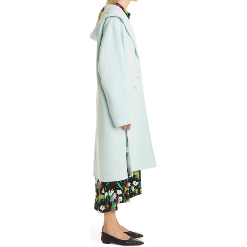  Proenza Schouler White Label Hooded Virgin Wool & Cashmere Blend Double Face Coat_AQUA