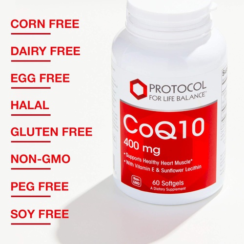  PROTOCOL FOR LIFE BALANCE Protocol CoQ10 400mg with Vitamin E - Antioxidant Supplement and Heart Health Support - 60 Softgels