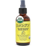 PURA DOR Organic Moroccan Argan Oil (4oz / 118mL) USDA Certified 100% Pure Cold Pressed Virgin Premium Grade Moisturizer Treatment for Dry & Damaged Skin, Hair, Face, Body, Scalp &