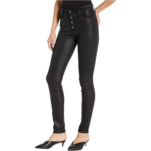  Paige Hoxton Ultra Skinny w/ Exposed Button Fly in Black Fog Luxe Coating