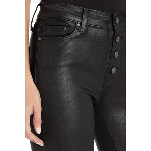  Paige Hoxton Ultra Skinny w/ Exposed Button Fly in Black Fog Luxe Coating