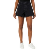 Paige Noella Cutoffs Shorts wu002F Covered Buttonfly in Black Doveu002FHeavy Fray Hem