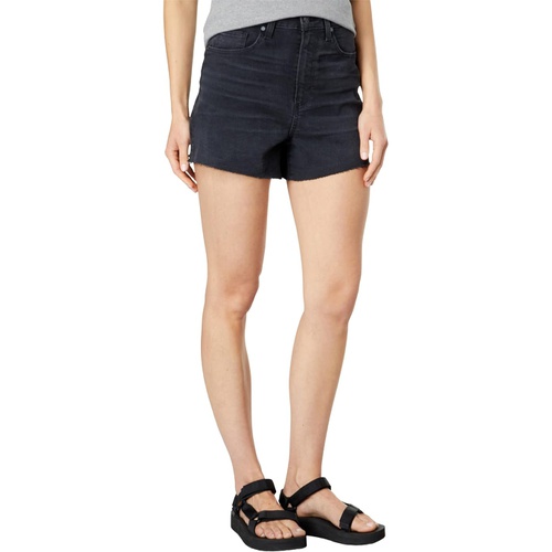  Paige Allure Shorts wu002F Raw Hem in Black Willow