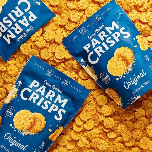  ParmCrisps Party Size Original Parmesan Cheese Crisps, 9.5 oz (Pack of 2), Keto Gluten Free Snacks, 100% Cheese Crisps, Gluten Free, Sugar Free, Low Carb, High Protein, Keto-Friend