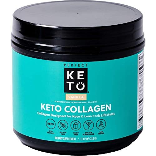  Perfect KETO Collagen Powder with MCT Oil, Grassfed, GF, Multi Supplement, Vanilla 11.07 Oz