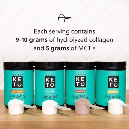  Perfect KETO Collagen Powder with MCT Oil, Grassfed, GF, Multi Supplement, Vanilla 11.07 Oz