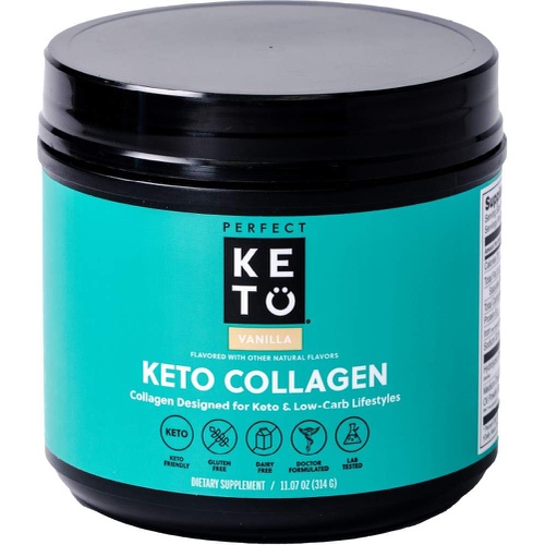  Perfect KETO Collagen Powder with MCT Oil, Grassfed, GF, Multi Supplement, Vanilla 11.07 Oz