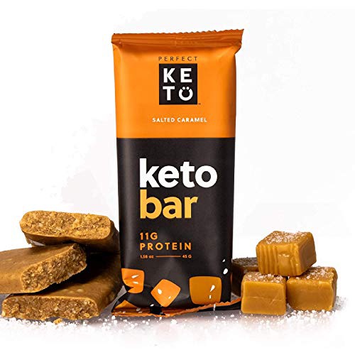  Perfect Keto Bars - The Cleanest Keto Snacks with Collagen and MCT. No Added Sugar, Keto Diet Friendly - 3g Net Carbs, 19g Fat,11g protein - Keto Diet Food Dessert (Salted Caramel,