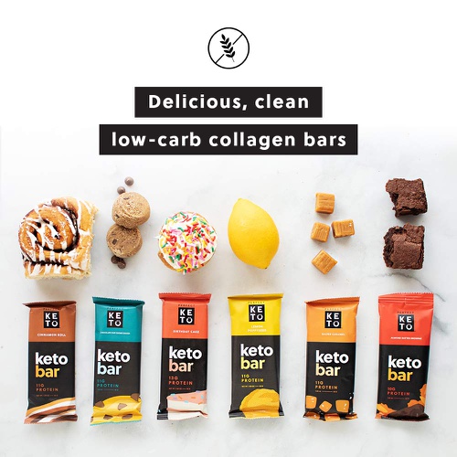  Perfect Keto Bars - The Cleanest Keto Snacks with Collagen and MCT. No Added Sugar, Keto Diet Friendly - 3g Net Carbs, 19g Fat,11g protein - Keto Diet Food Dessert (Salted Caramel,