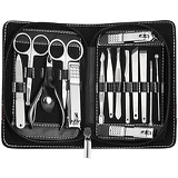 PhantomSky 15 Pcs Stainless Steel Manicure Pedicure Set Nail-Clippers Cleaner Cuticle Grooming Kit - Perfect Nail Scissors Tool Set for Professional and Daily Use