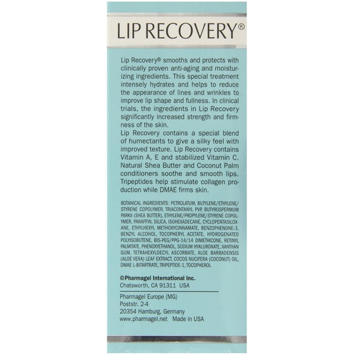  Pharmagel Lip Recovery Protectant, Hydrating Lip Treatment for Lip Lines and Wrinkles - Lip Moisturizer - Lip Balm & Repair - 0.5 oz.